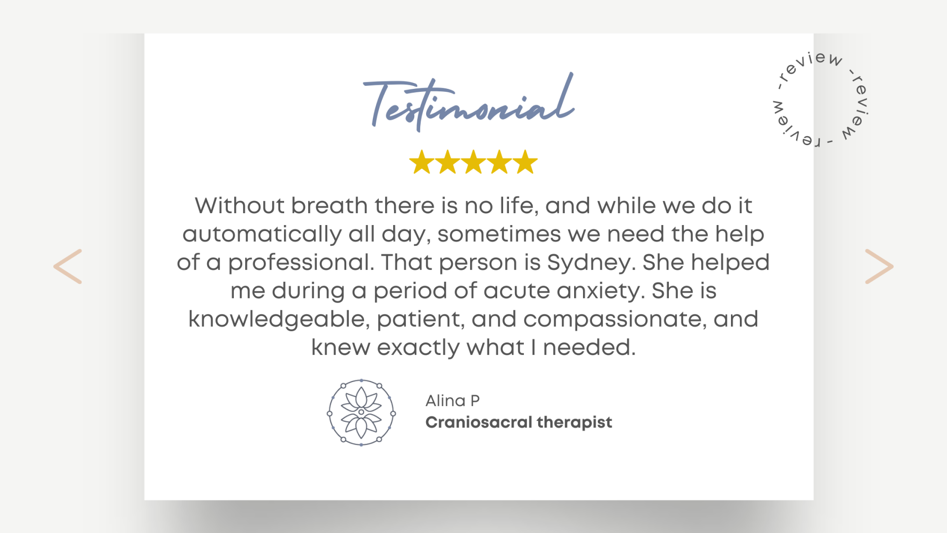 Vital Breathwork meditation and somatic yoga exercise testimonial from a therapist
