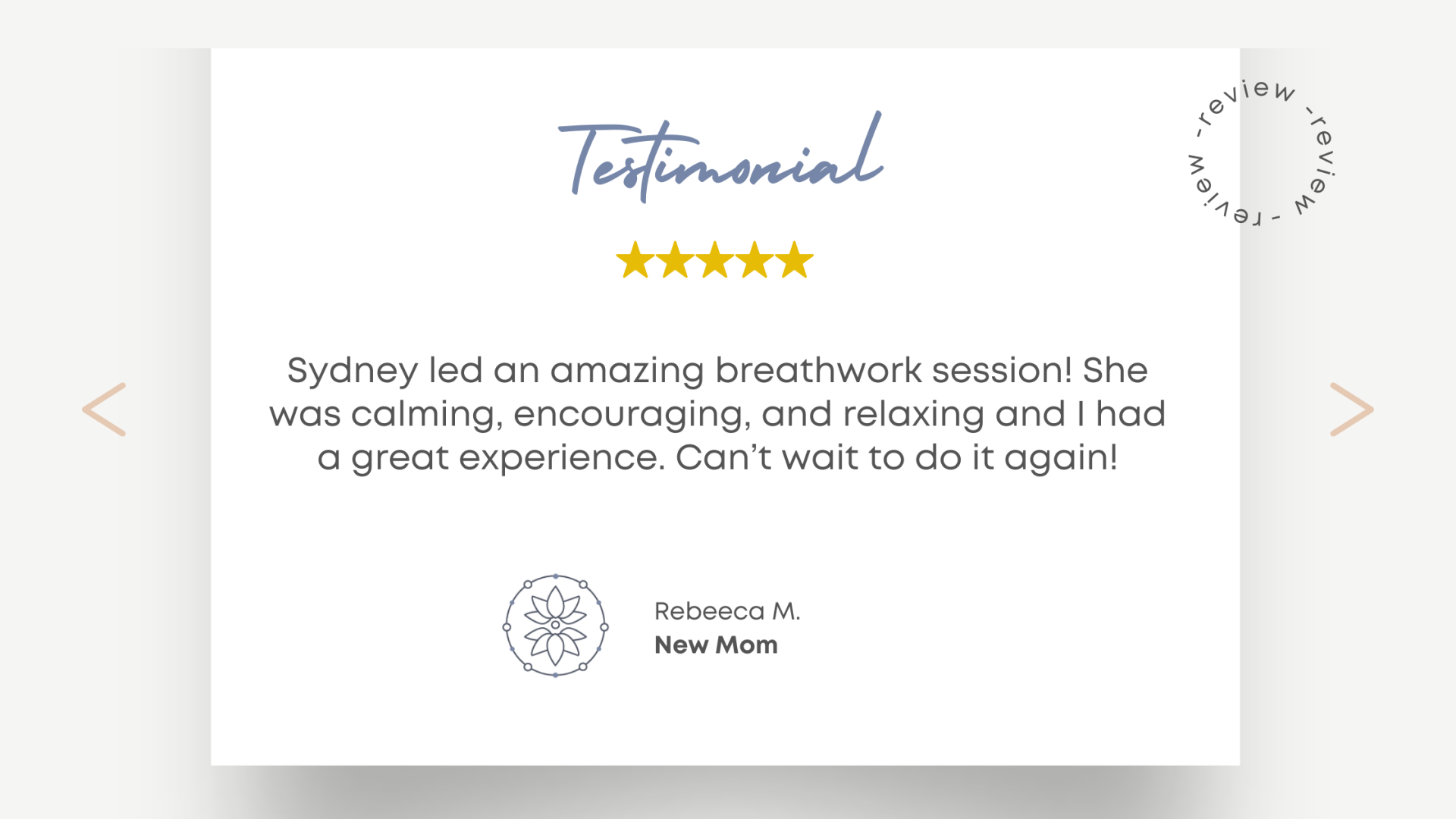 Vital Breathwork meditation and somatic yoga exercise testimonial from a new mom
