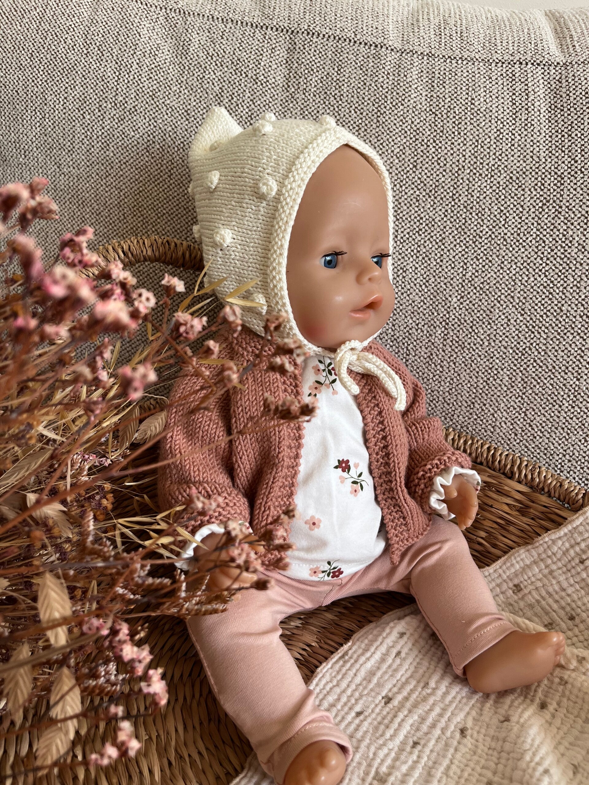 Merino vestje woestijnroos voor Babyborn 43 cm