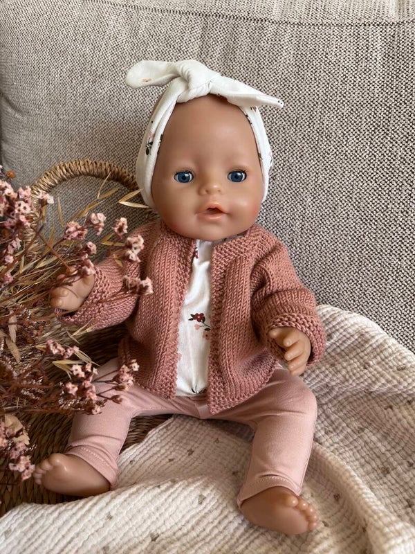 Kledingset Fleur met merino vestje in de kleur woestijnroos