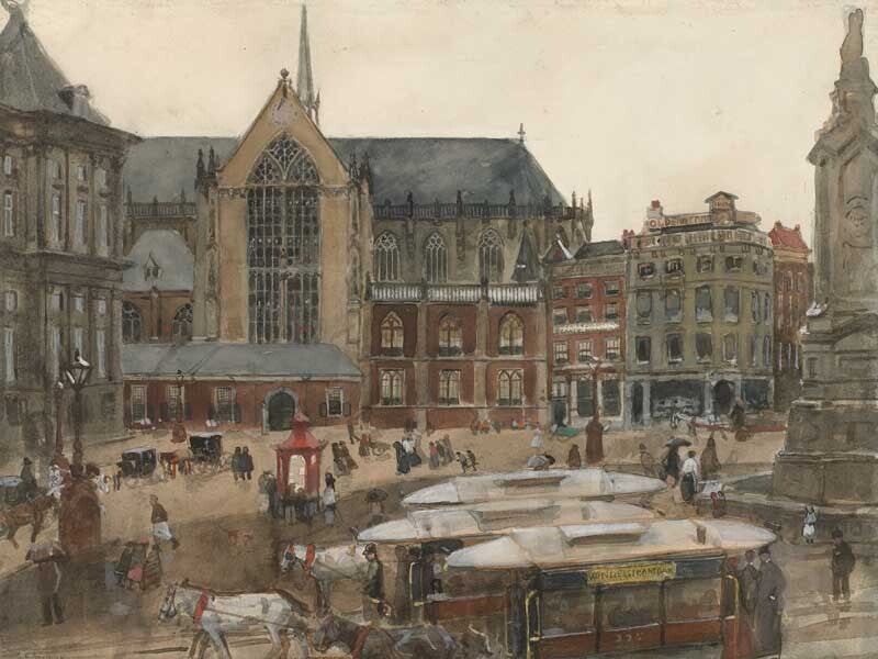 Schilderij De Dam te Amsterdam - George Hendrik Breitner