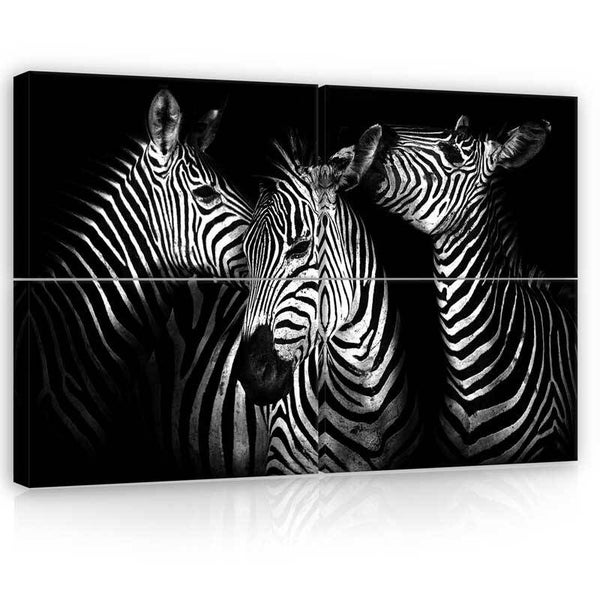 4-Luik Schilderij Zebra's - 120 x 80 cm
