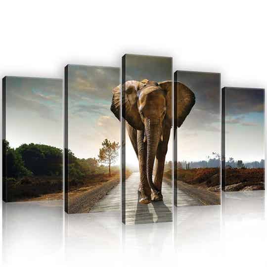 Vijfluik Schilderij Olifant - 100 x 60 cm