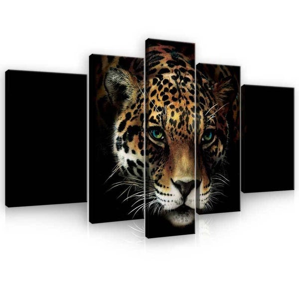5-Luik Schilderij Jaguar - 170 x 100 cm