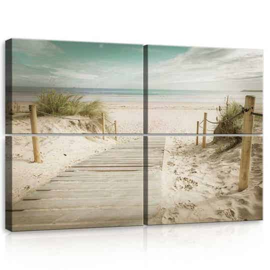 4-Luik Schilderij Strandpad - 120 x 80 cm