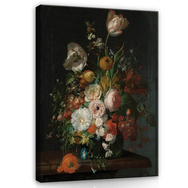 Schilderij Stilleven met Bloemen in een Glazen Vaas - Rachel Ruysch