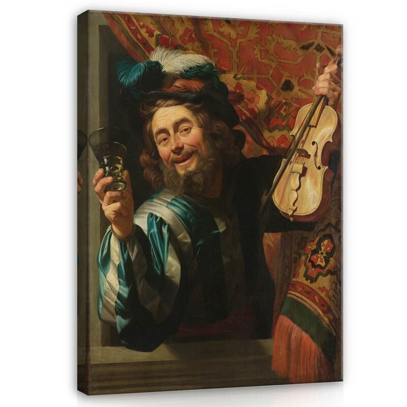 Schilderij Een Vrolijke Vioolspeler - Gerard van Honthorst