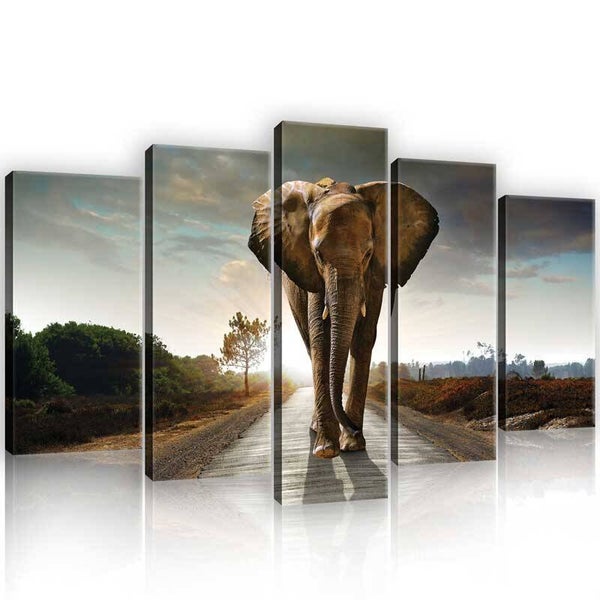 Vijfluik Schilderij Olifant - 100 x 60 cm