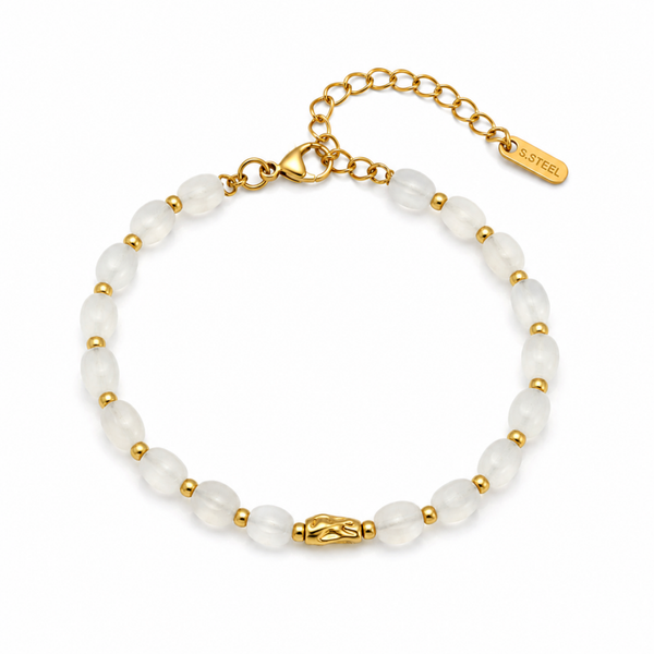 armband - spring stone wit goud