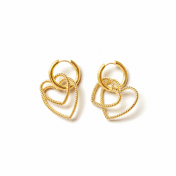 oorbellen - bubbly hearts goud