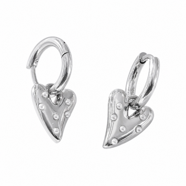 oorbellen - heart pearl zilver klein