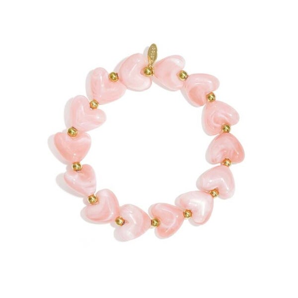 armband - hartjes kralen roze