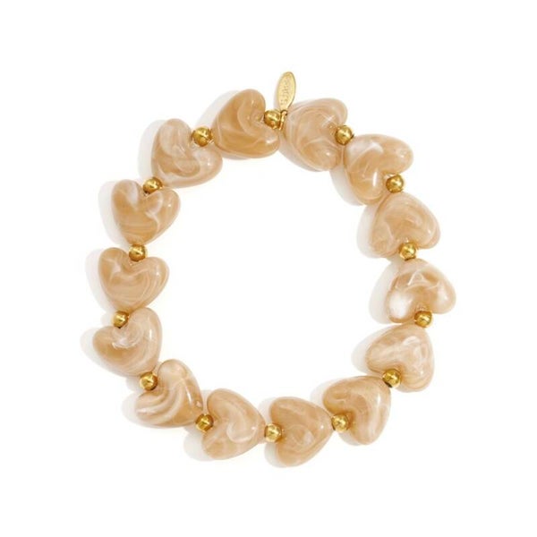 armband - hartjes kralen bruin