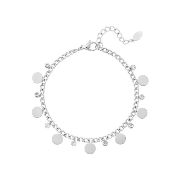 armband - circles met strass zilver