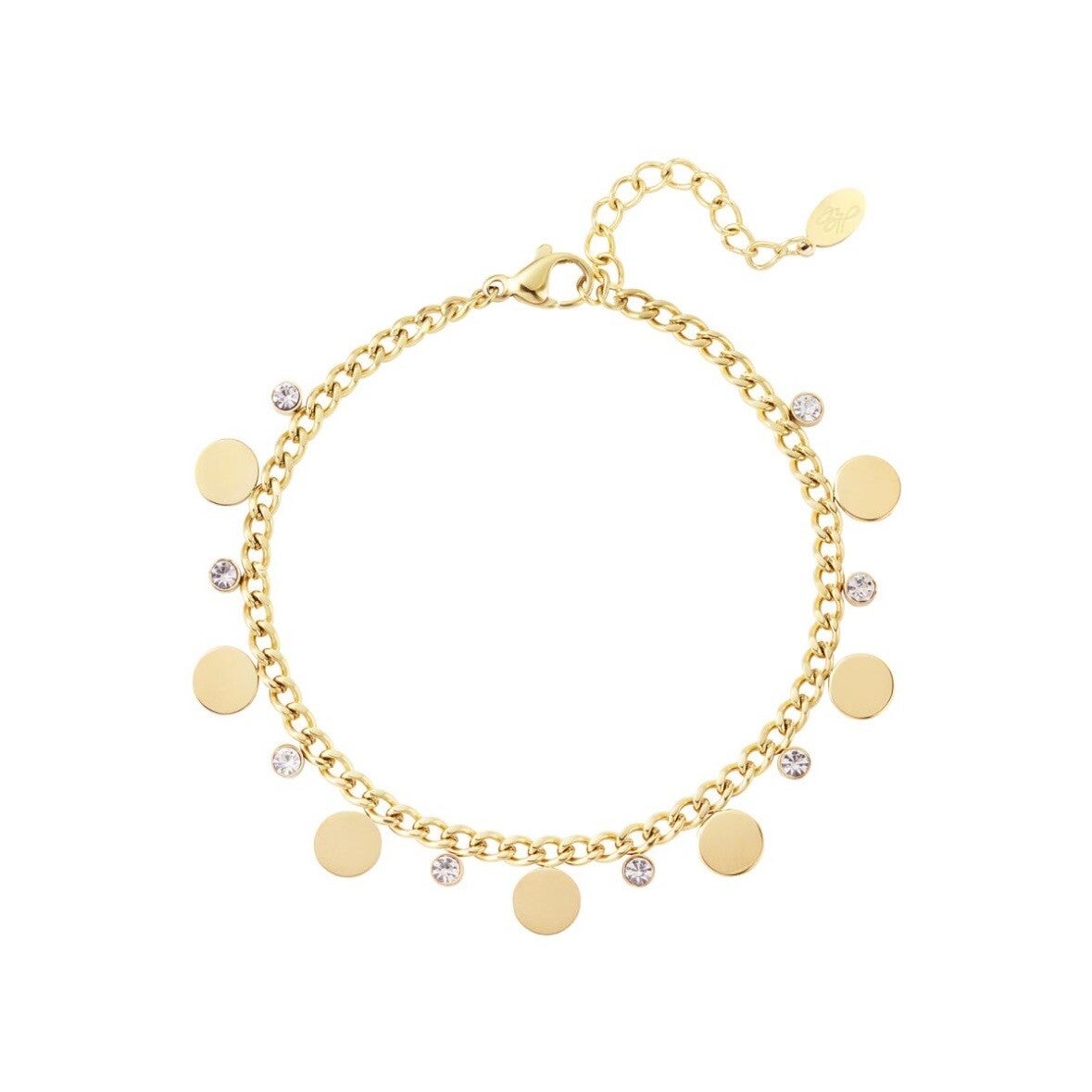 armband - circles met strass goud