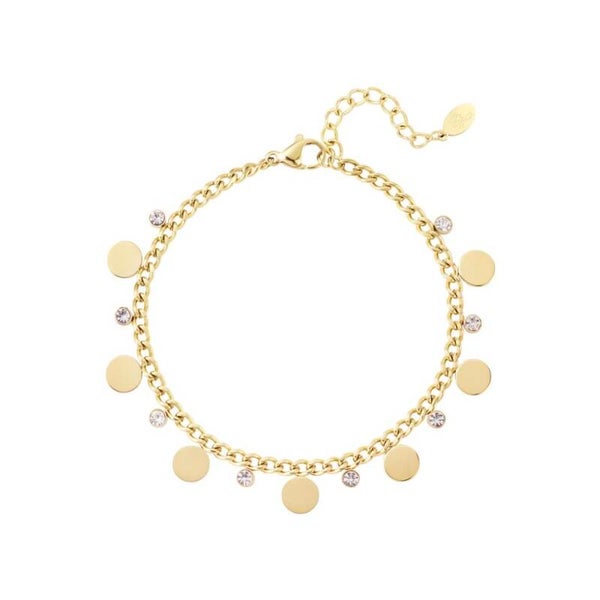 armband - circles met strass goud