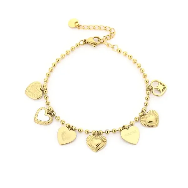 armband - a lot of hearts goud