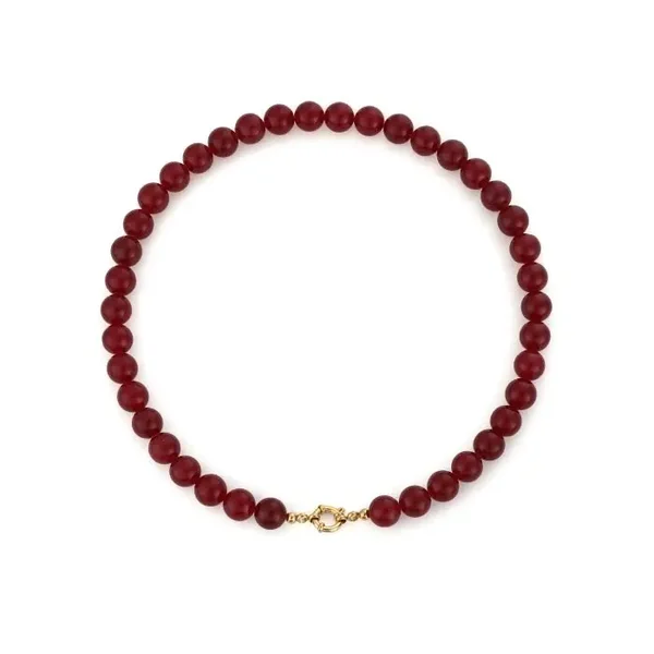 ketting - kralen rood / goud