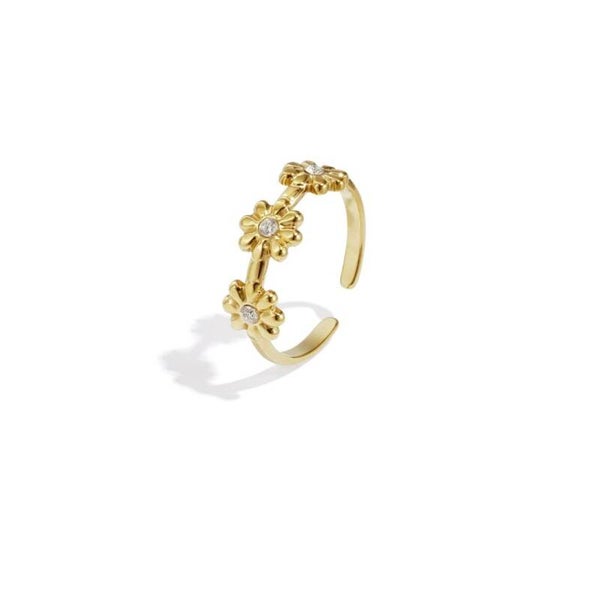 ring - three bloom goud