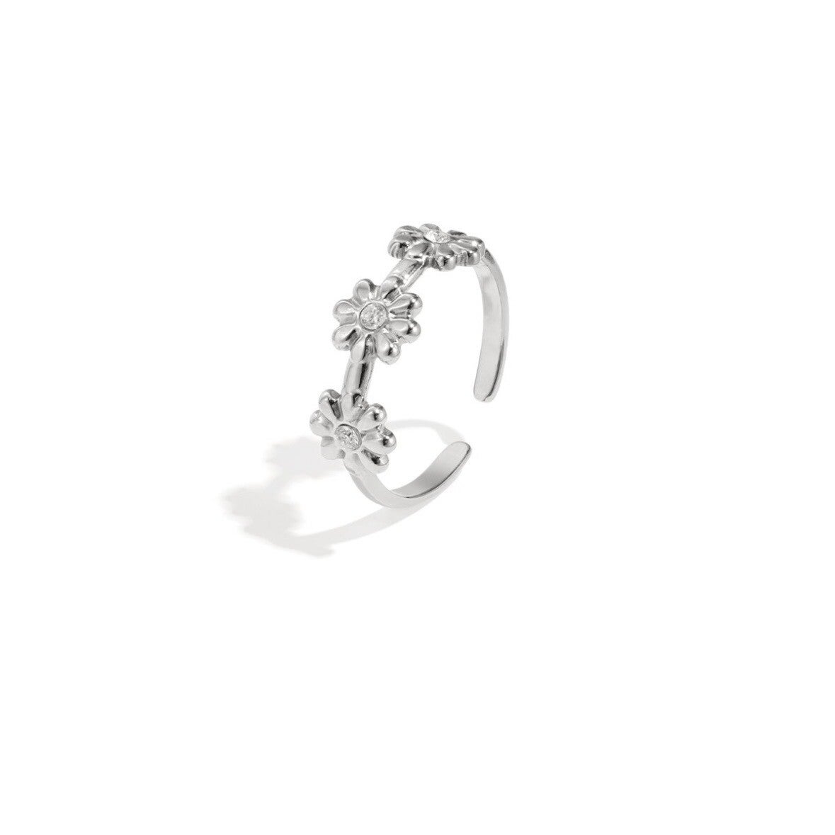 ring - three bloom zilver