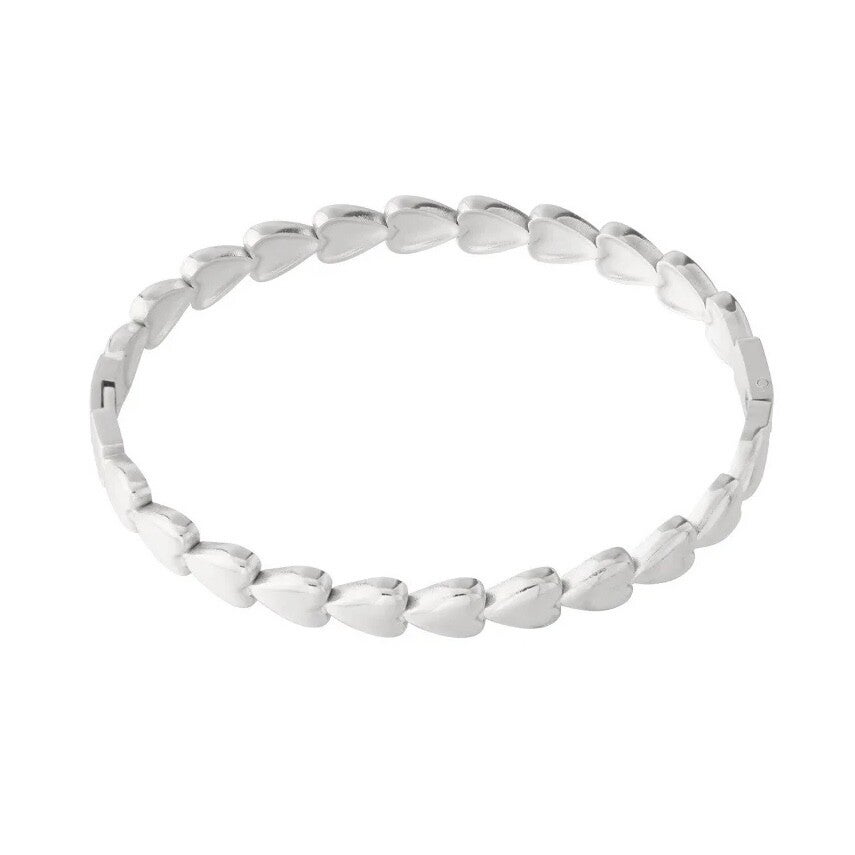 armband - bangle hartjes zilver