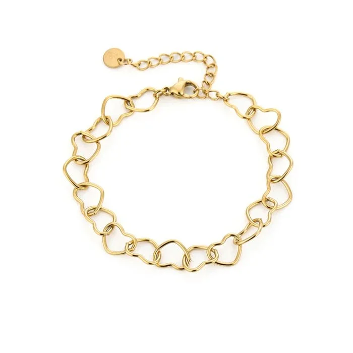 armband - twisted hearts goud