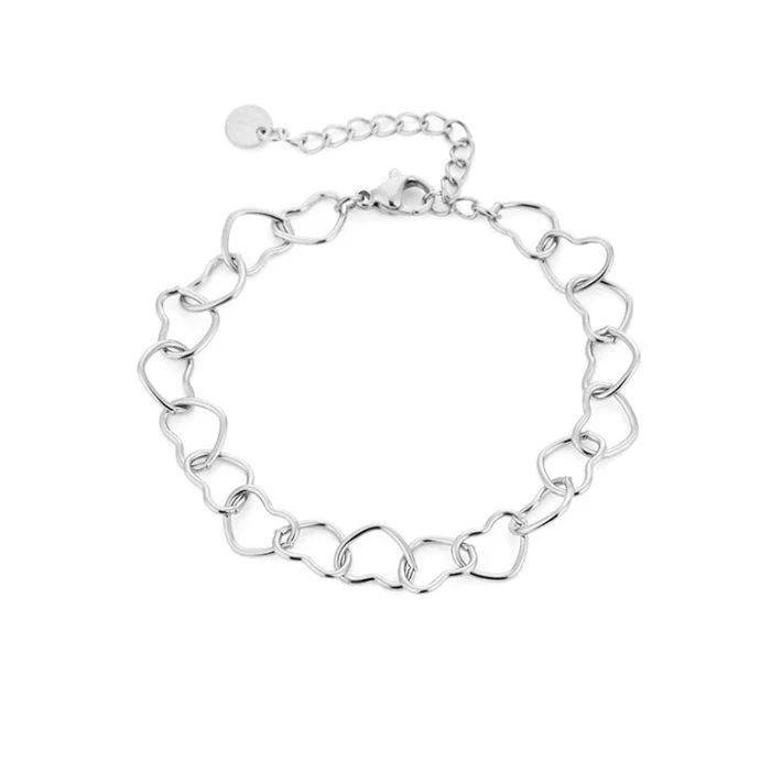 armband - twisted hearts zilver