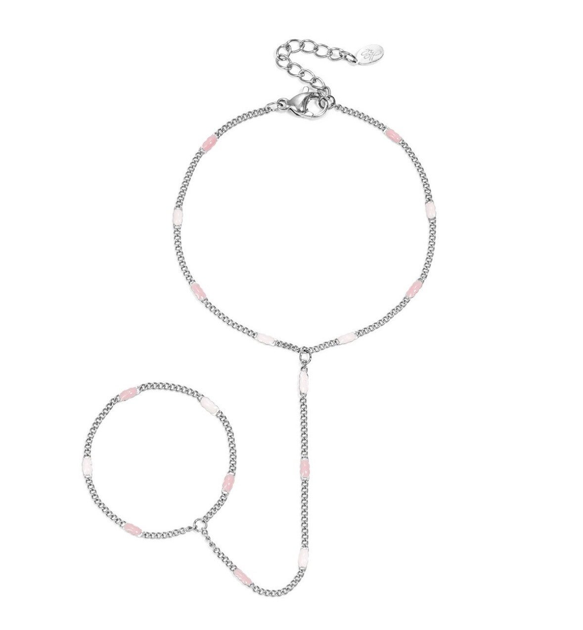 armband - hand chain stripes zilver