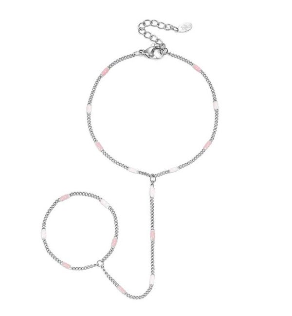 armband - hand chain stripes zilver