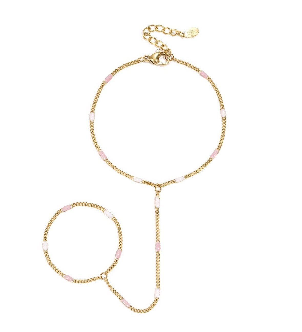 armband - hand chain stripes goud