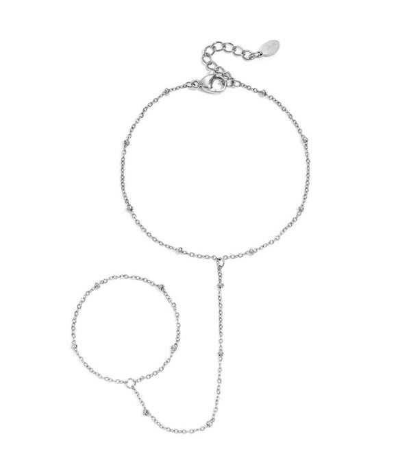 armband - hand chain balls zilver