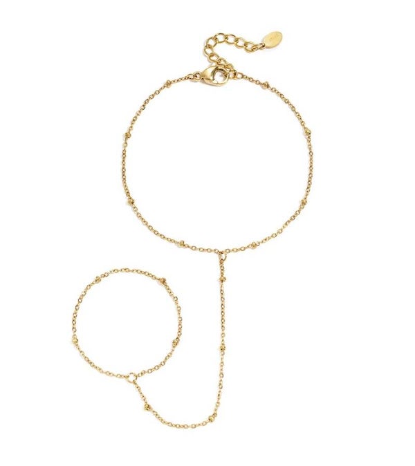 armband - hand chain balls goud