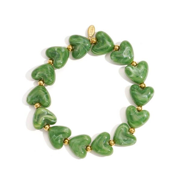 armband - hartjes kralen groen