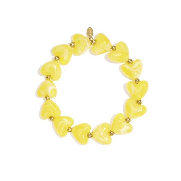 armband - hartjes kralen geel