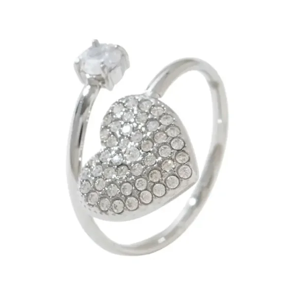 ring - double love strass zilver