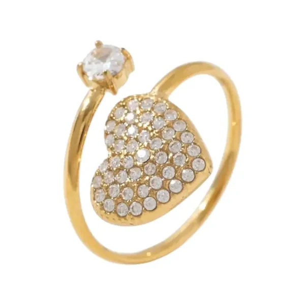 ring - double love strass goud