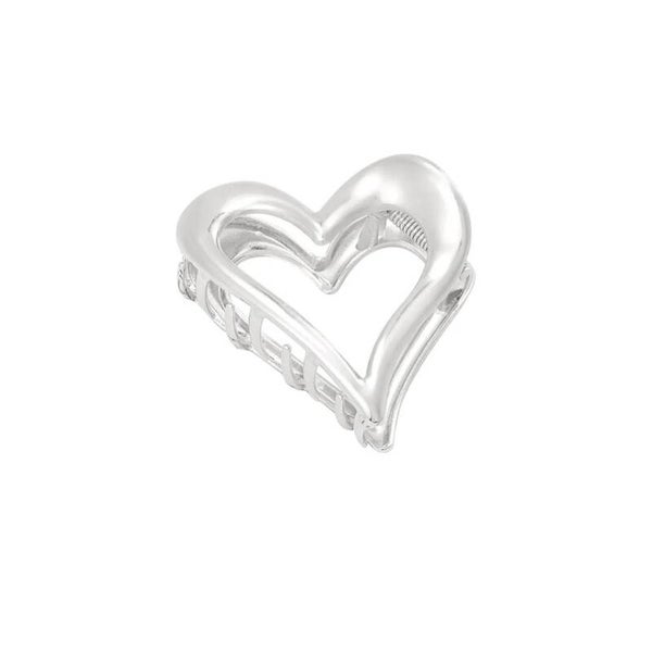 haarclip - hart zilver