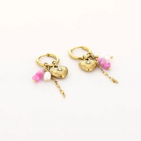 oorbellen - charlot roze/goud