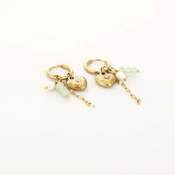 oorbellen - charlot groen/goud