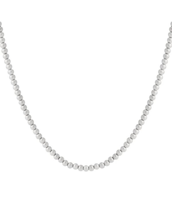 ketting - beads 6 mm zilver
