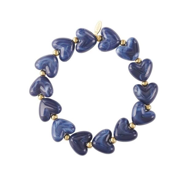 armband - hartjeskralen donkerblauw