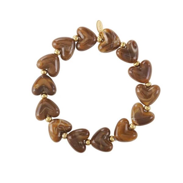 armband - hartjeskralen donkerbruin