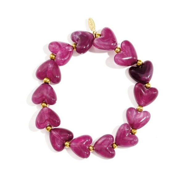 armband - hartjeskralen fuschia