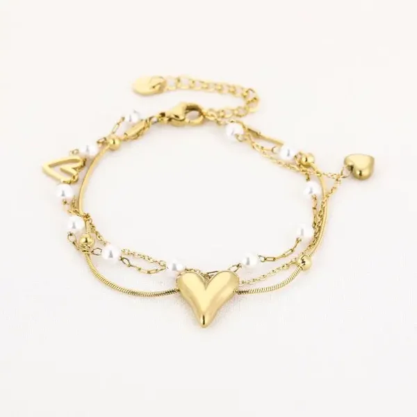 armband - special hearts goud