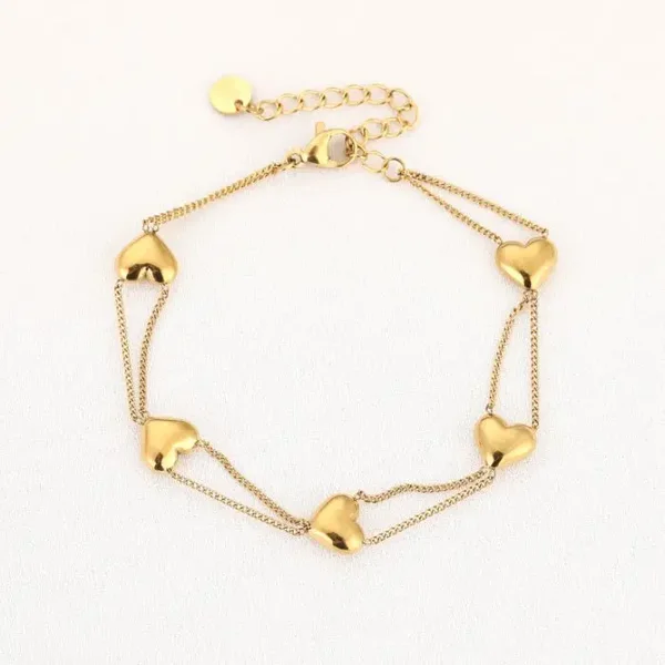 armband - lovely hearts goud