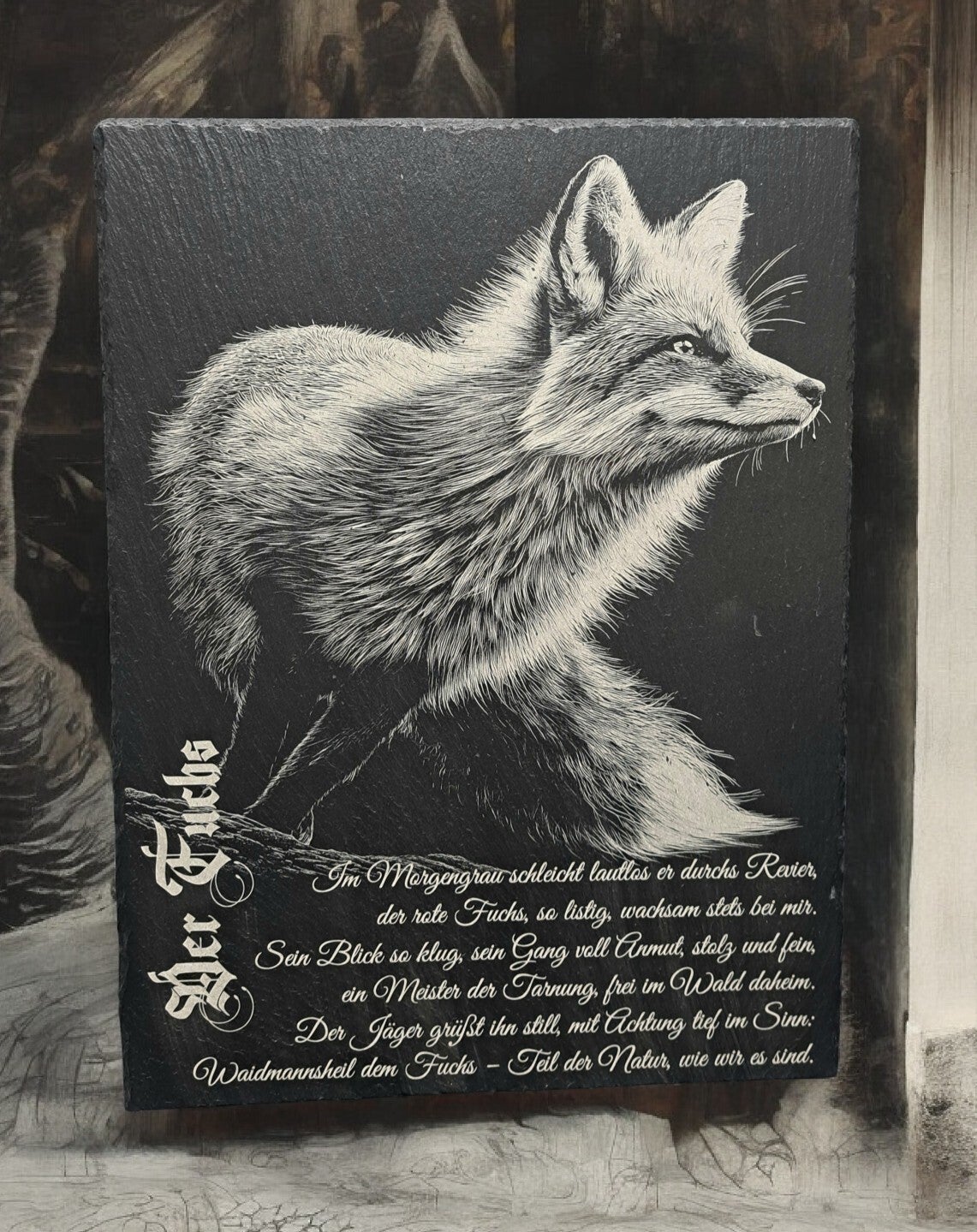 Fuchs Wandbild als Jagdgeschenk