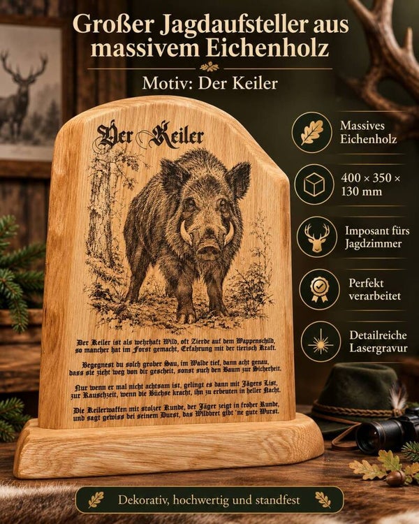 Jagdaufsteller aus Eichenholz – Der Keiler