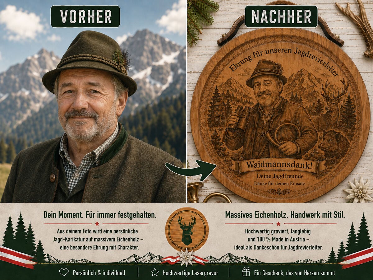 Persönliches Jagdgeschenk mit Foto zur Ehrung eines Revierleiters oder Jagdleiters