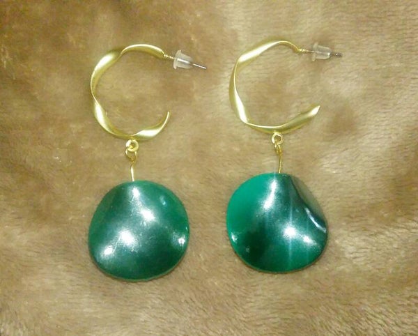 Emerald Green Wave Earrings