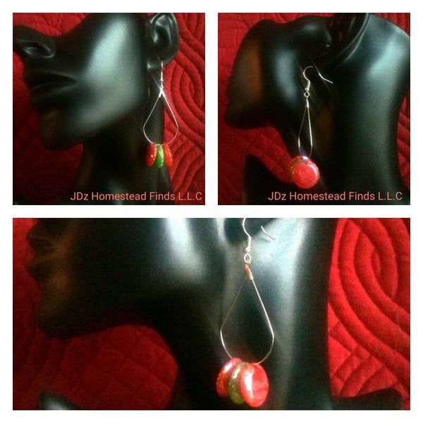 One of a Kind Green and Red Earrings